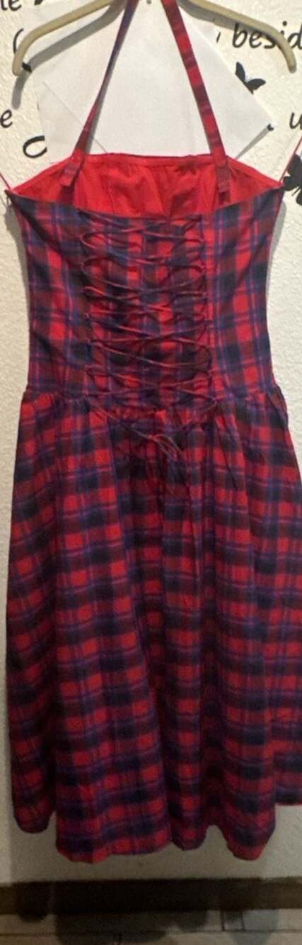 Chikito Red Plaid Halter Midi Dress EU XXL UK 16 US 12